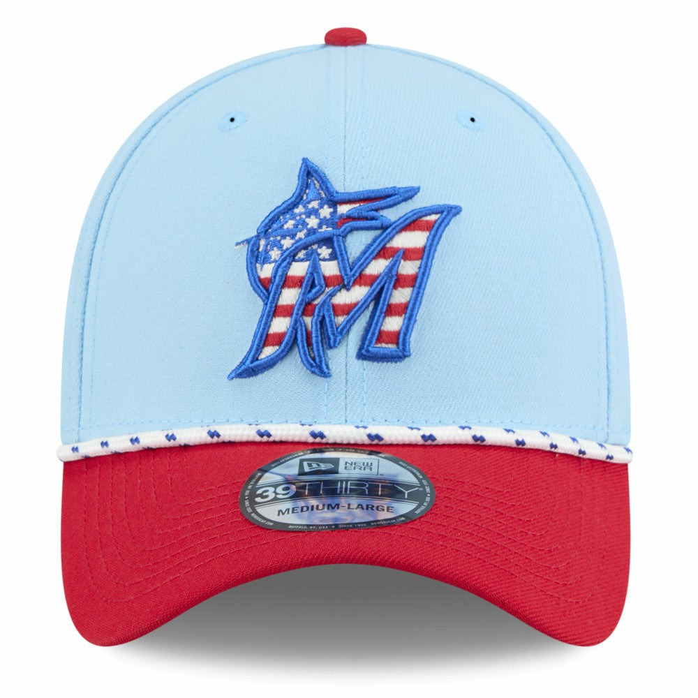 Miami Marlins New Era 2025 Fourth of July 39THIRTY Flex Hat - MLB Hats