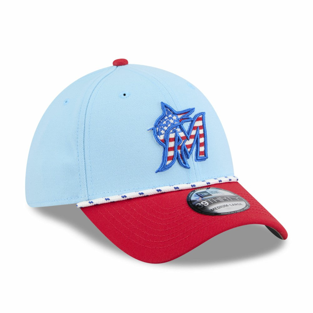 Miami Marlins New Era 2025 Fourth of July 39THIRTY Flex Hat - MLB Hats