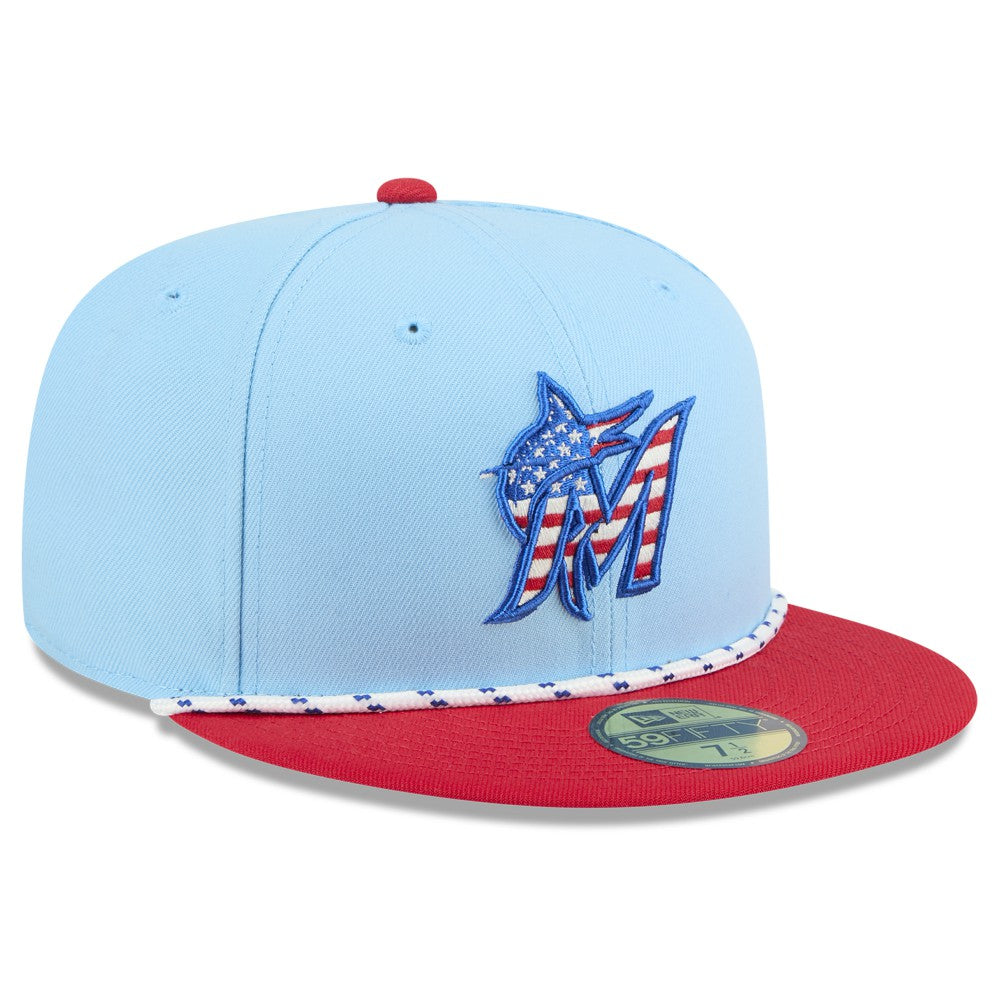 Miami Marlins New Era 2025 Fourth of July 59FIFTY Fitted Hat - MLB Hats