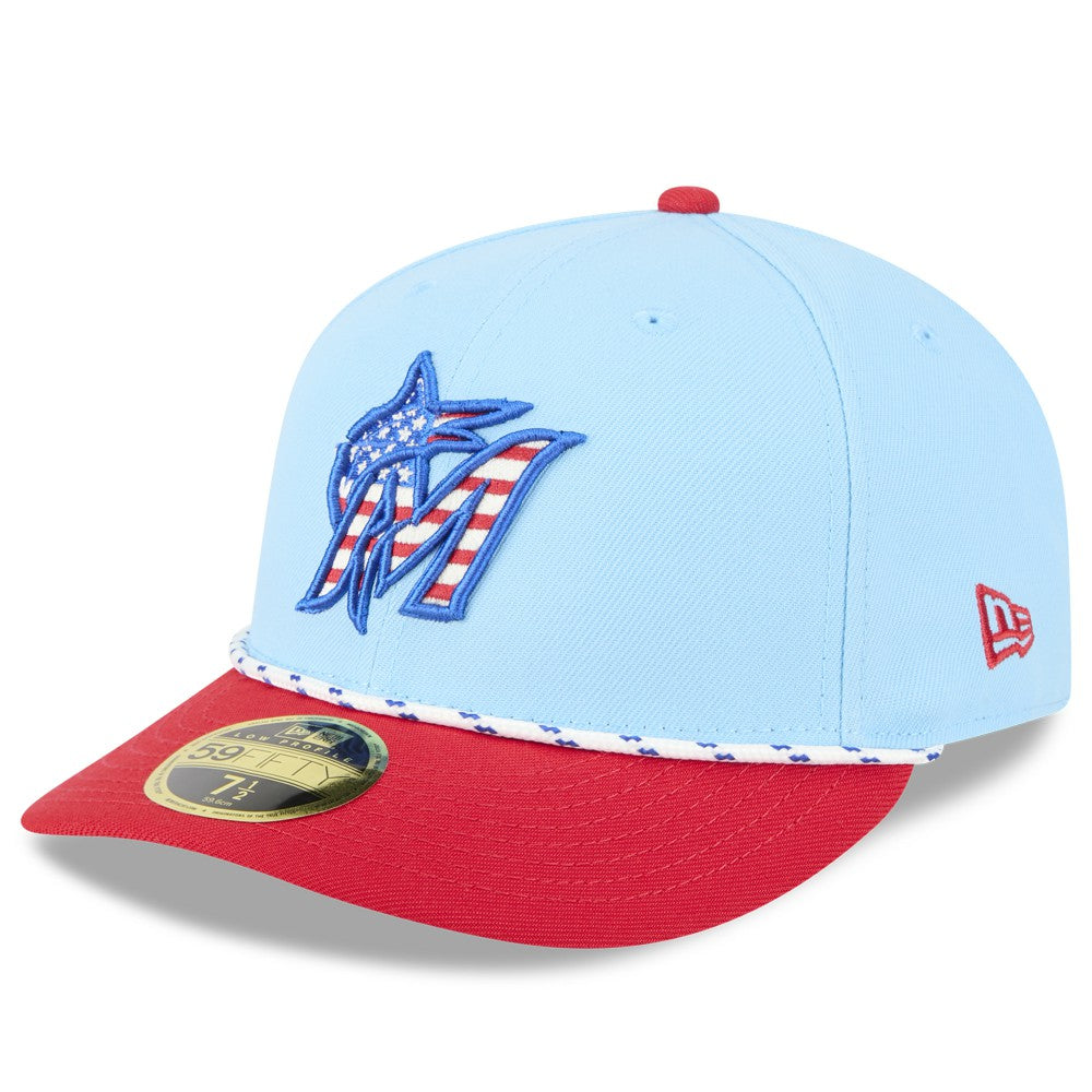 Miami Marlins New Era 2025 Fourth of July Low Profile 59FIFTY Fitted Hat - MLB Hats