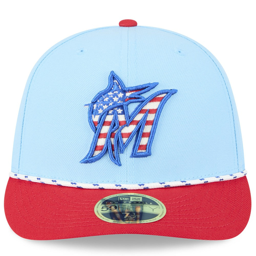 Miami Marlins New Era 2025 Fourth of July Low Profile 59FIFTY Fitted Hat - MLB Hats