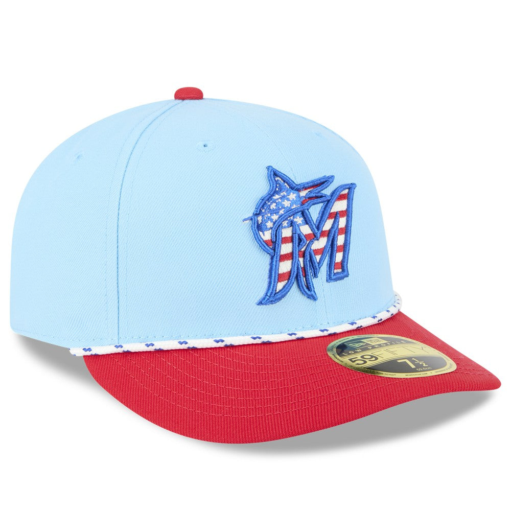 Miami Marlins New Era 2025 Fourth of July Low Profile 59FIFTY Fitted Hat - MLB Hats