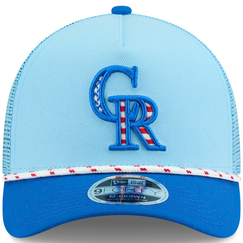 Colorado Rockies New Era 2025 Fourth of July 9FORTY A-Frame M-Crown Adjustable Trucker Hat - MLB Hats