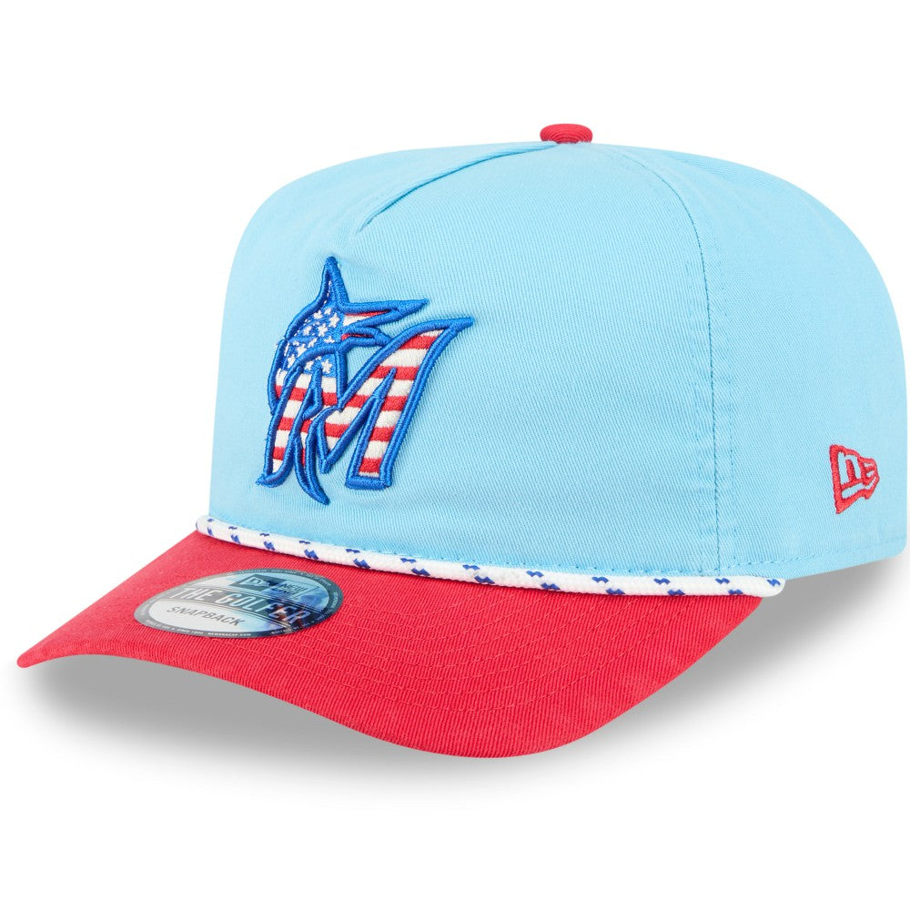 Miami Marlins New Era 2025 Fourth of July Golfer Snapback Hat - MLB Hats