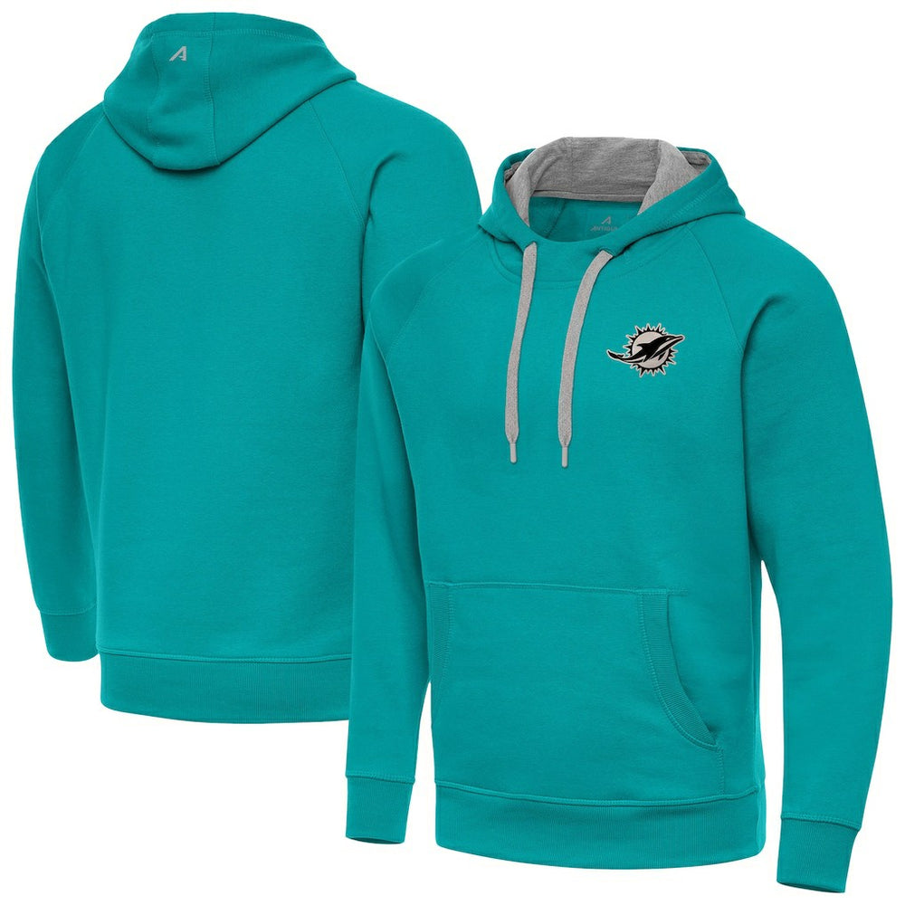 Miami Dolphins Antigua Brushed Carbon Victory Pullover Hoodie | NFL Online