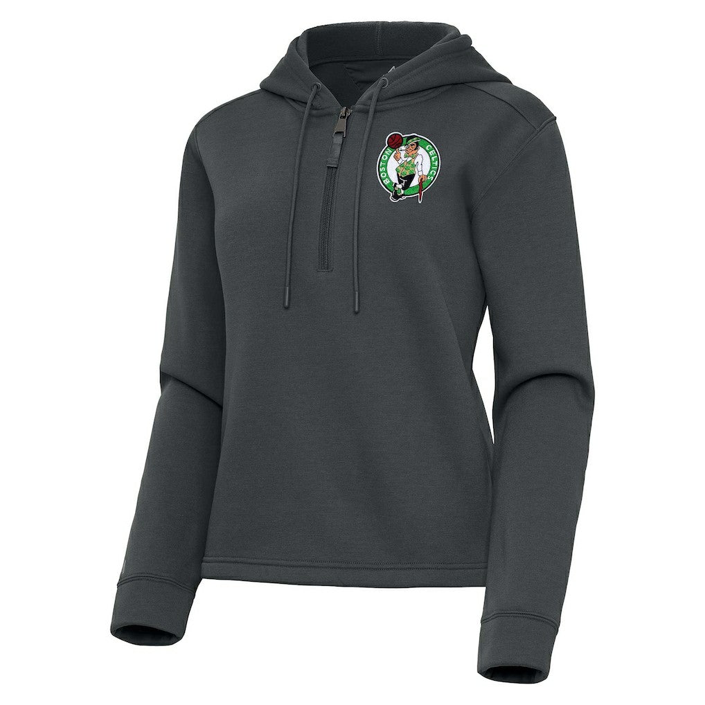 Pewter Boston Celtics Antigua Women's Contemporary Quarter-Zip Hoodie | NBA