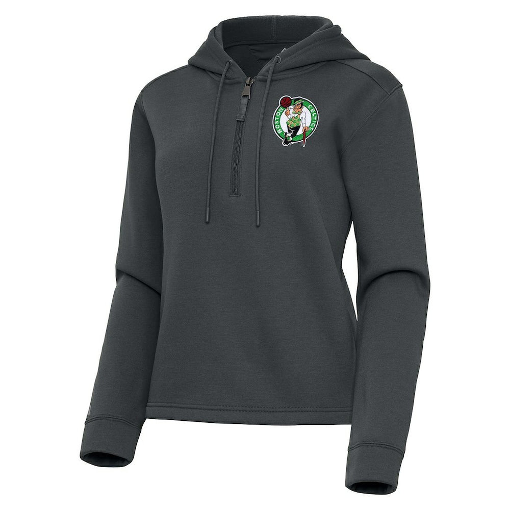 Pewter Boston Celtics Antigua Women's Contemporary Quarter-Zip Hoodie | NBA
