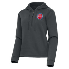 Pewter Detroit Pistons Antigua Women's Contemporary Quarter-Zip Hoodie sale | NBA