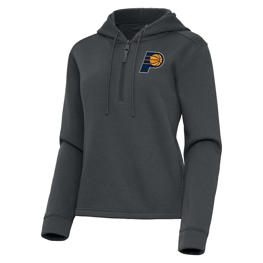 Pewter Indiana Pacers Antigua Women's Contemporary Quarter-Zip Hoodie | NBA