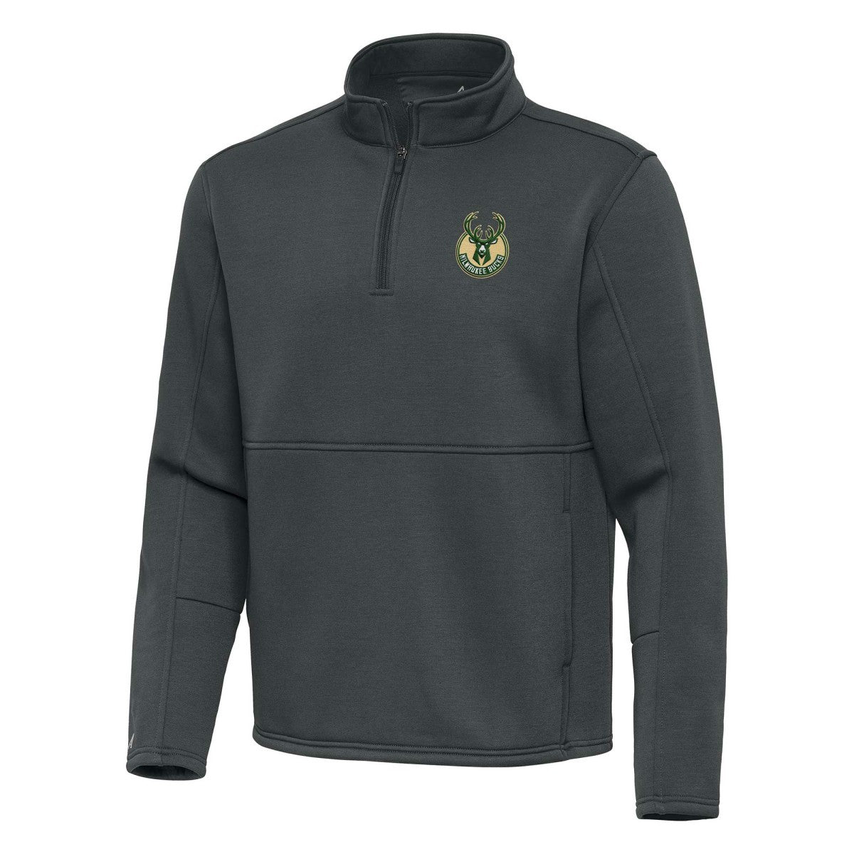 Pewter Milwaukee Bucks Antigua Twist Quarter-Zip Pullover Top - Pewter for sale | NBA