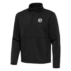 Brooklyn Nets Antigua Twist Quarter-Zip Pullover Top - Black outlet | NBA