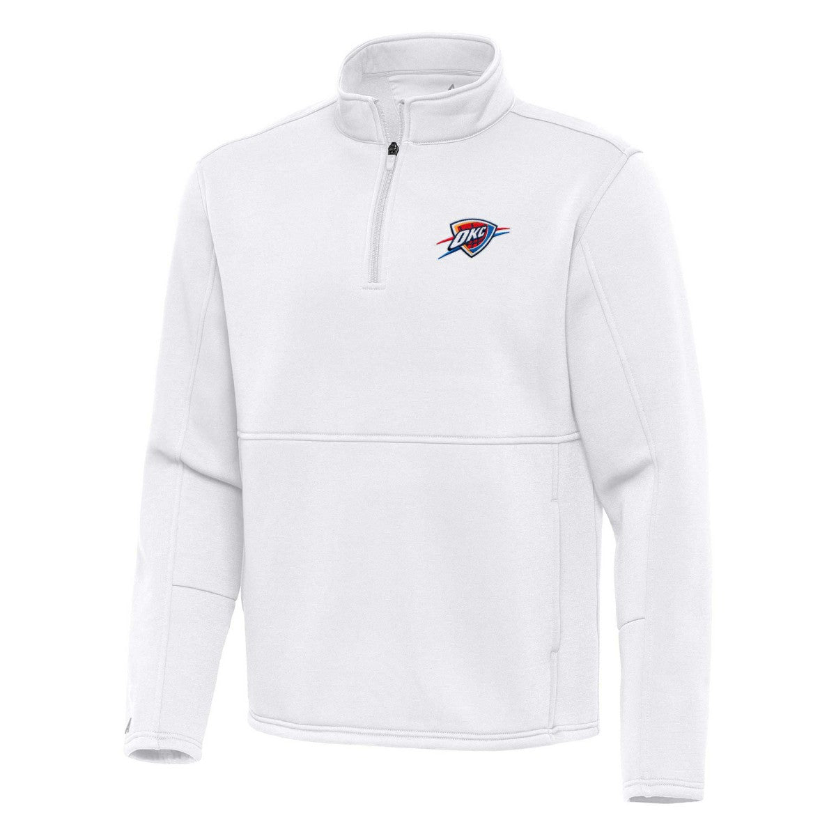 White Oklahoma City Thunder Antigua Twist Quarter-Zip Pullover Top - White cheap | NBA
