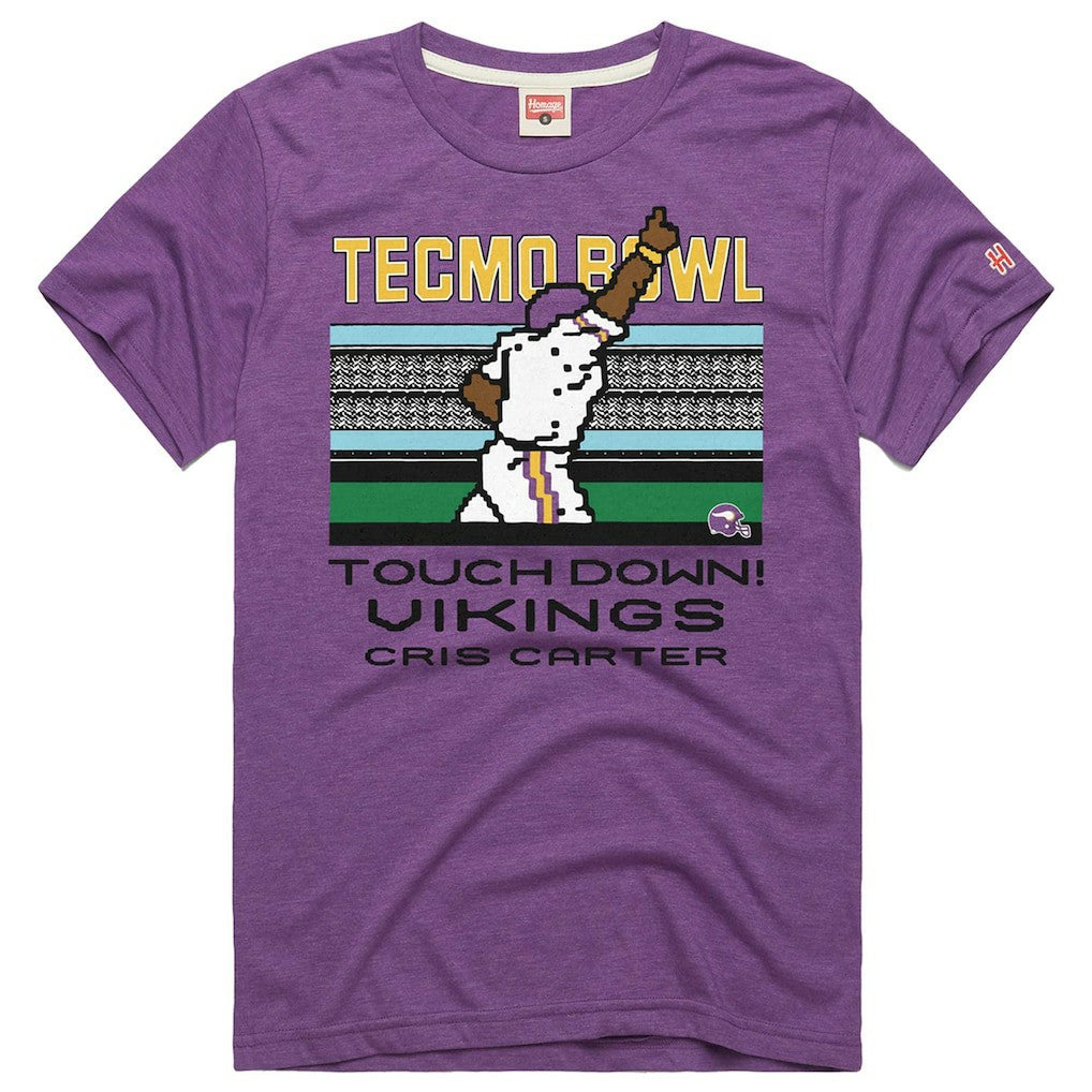 Minnesota Vikings Cris Carter  Homage Unisex Tecmo Bowl Retired Player Graphic Tri-Blend T-Shirt | NFL Online