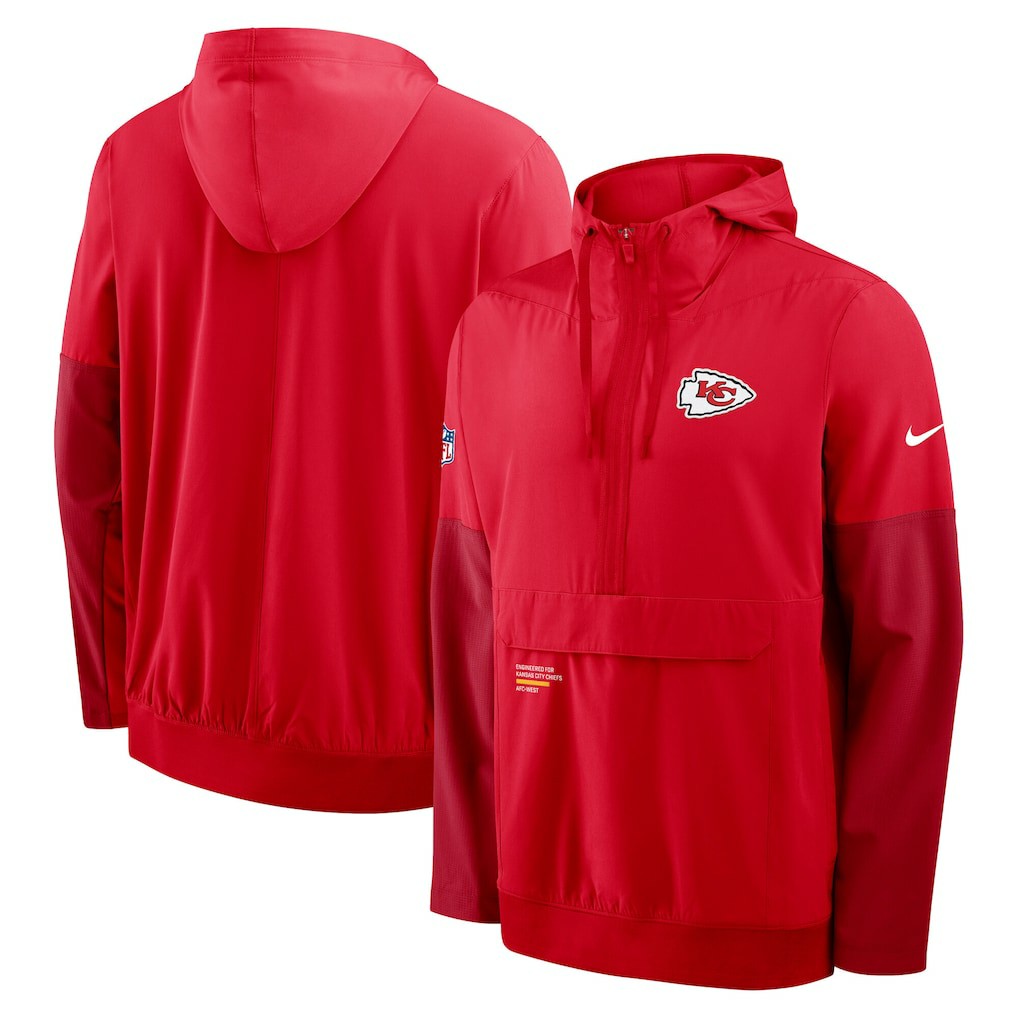 Kansas City Chiefs Sideline Anorak Half-Zip Hoodie Jacket | NFL New