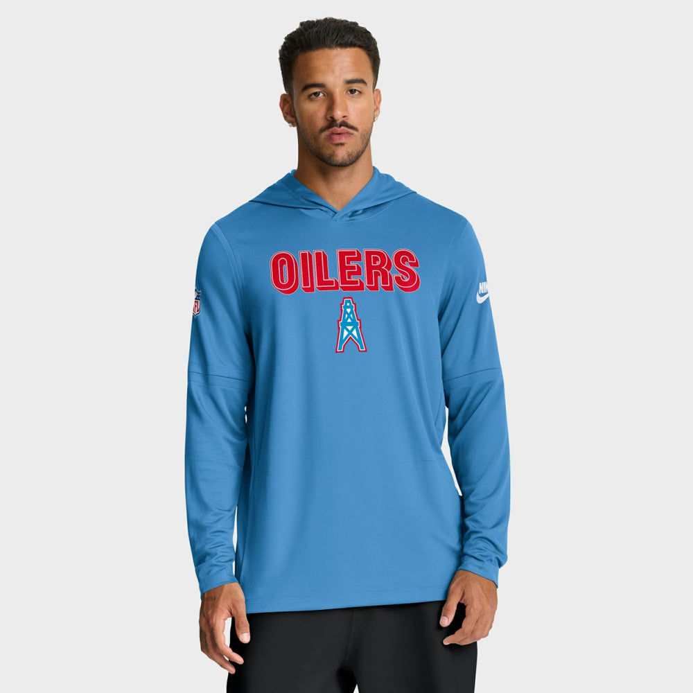 Tennessee Titans Sideline Oilers Throwback Dri-FIT Long Sleeve Hoodie T-Shirt | NFL New