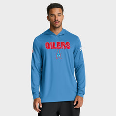 Tennessee Titans Sideline Oilers Throwback Dri-FIT Long Sleeve Hoodie T-Shirt | NFL New