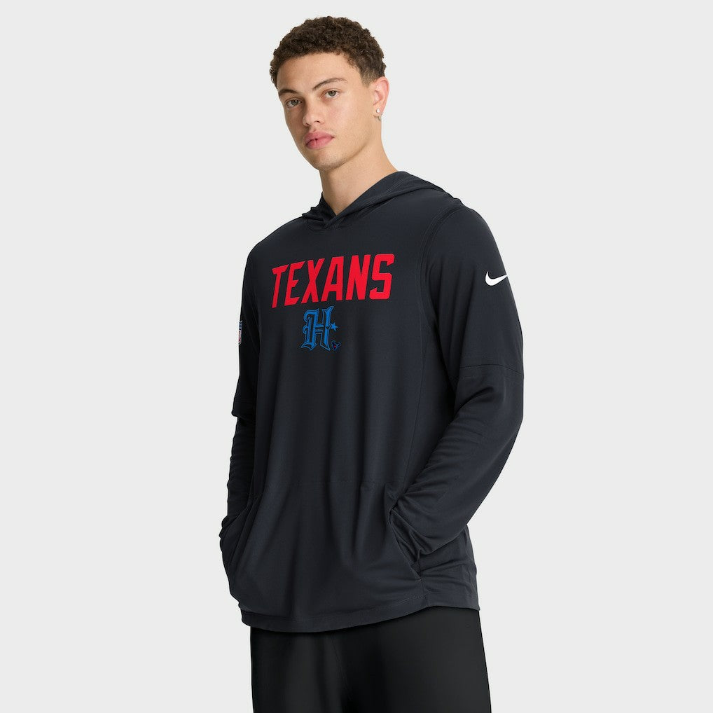 Houston Texans Sideline Pass Accuracy Dri-FIT Long Sleeve Hoodie T-Shirt  | NFL Hot