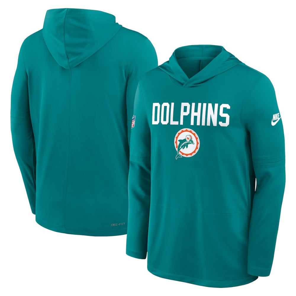 Miami Dolphins Sideline Pass Accuracy Dri-FIT Long Sleeve Hoodie T-Shirt | NFL Hot