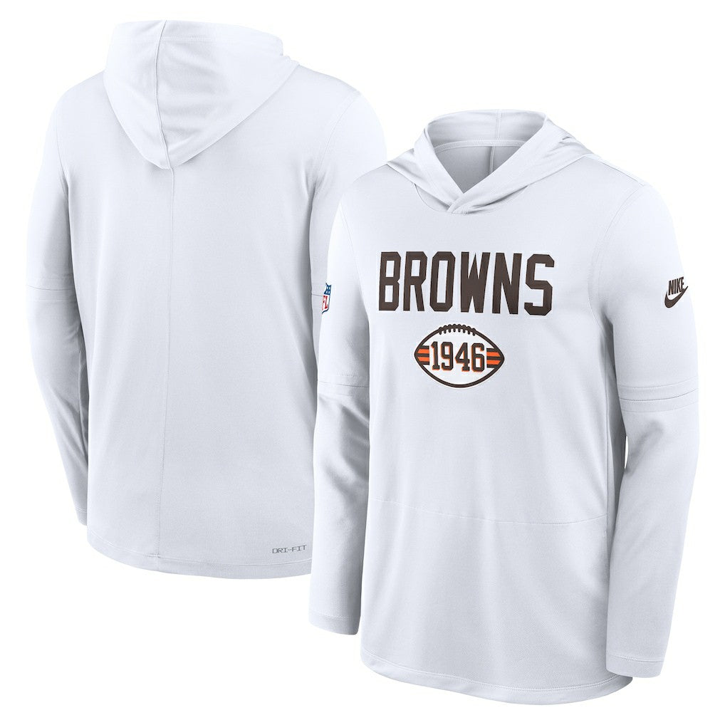 Cleveland Browns Sideline Pass Accuracy Dri-FIT Long Sleeve Hoodie T-Shirt | NFL US