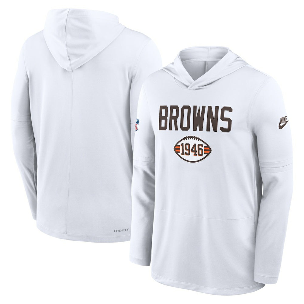 Cleveland Browns Sideline Pass Accuracy Dri-FIT Long Sleeve Hoodie T-Shirt | NFL US