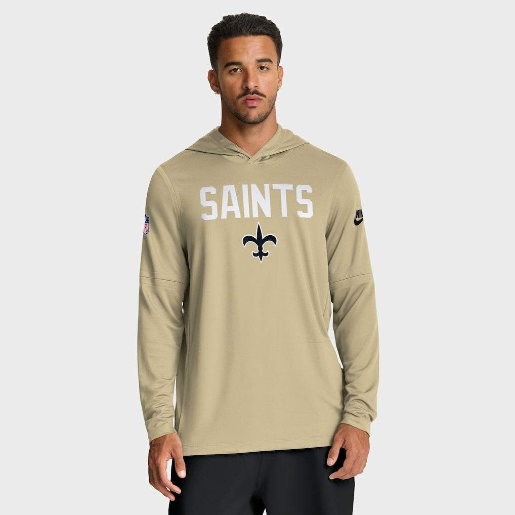 New Orleans Saints Sideline Pass Accuracy Dri-FIT Long Sleeve Hoodie T-Shirt | NFL Online