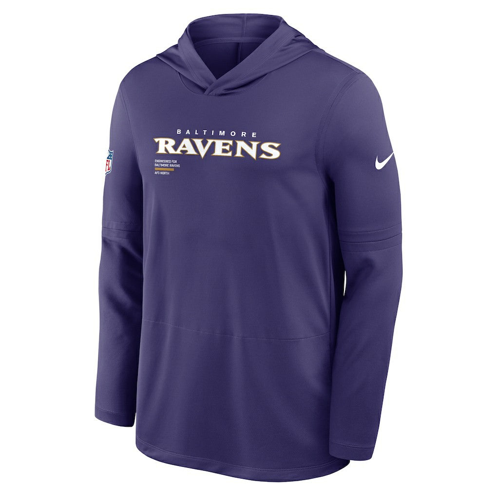 Baltimore Ravens Sideline Pure Fury Performance Long Sleeve Hoodie T-Shirt | NFL New