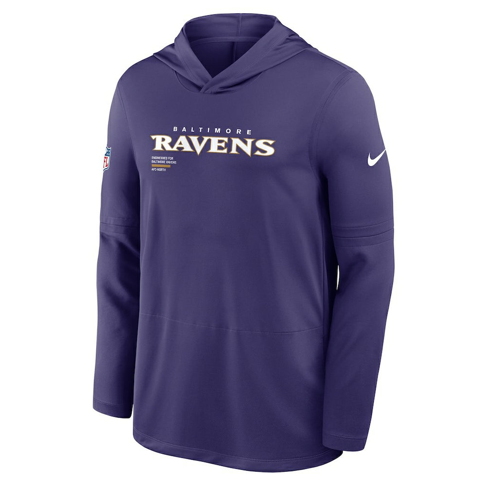 Baltimore Ravens Sideline Pure Fury Performance Long Sleeve Hoodie T-Shirt | NFL New