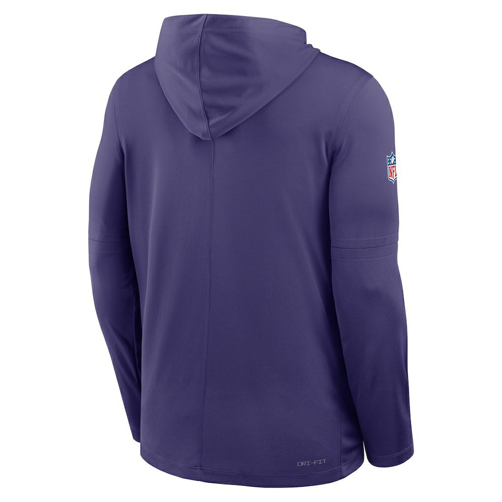 Baltimore Ravens Sideline Pure Fury Performance Long Sleeve Hoodie T-Shirt | NFL New
