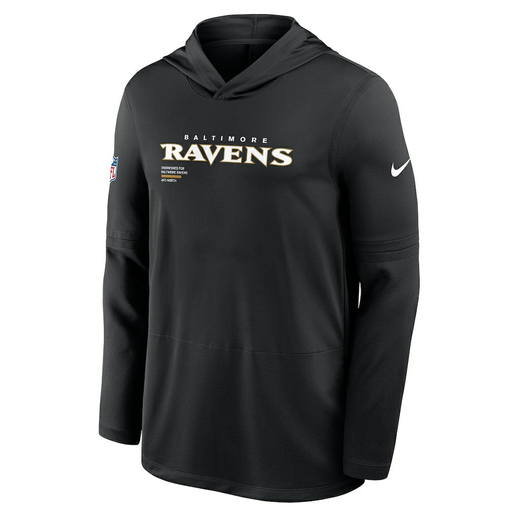 Baltimore Ravens Sideline Pure Fury Performance Long Sleeve Hoodie T-Shirt | NFL Discount