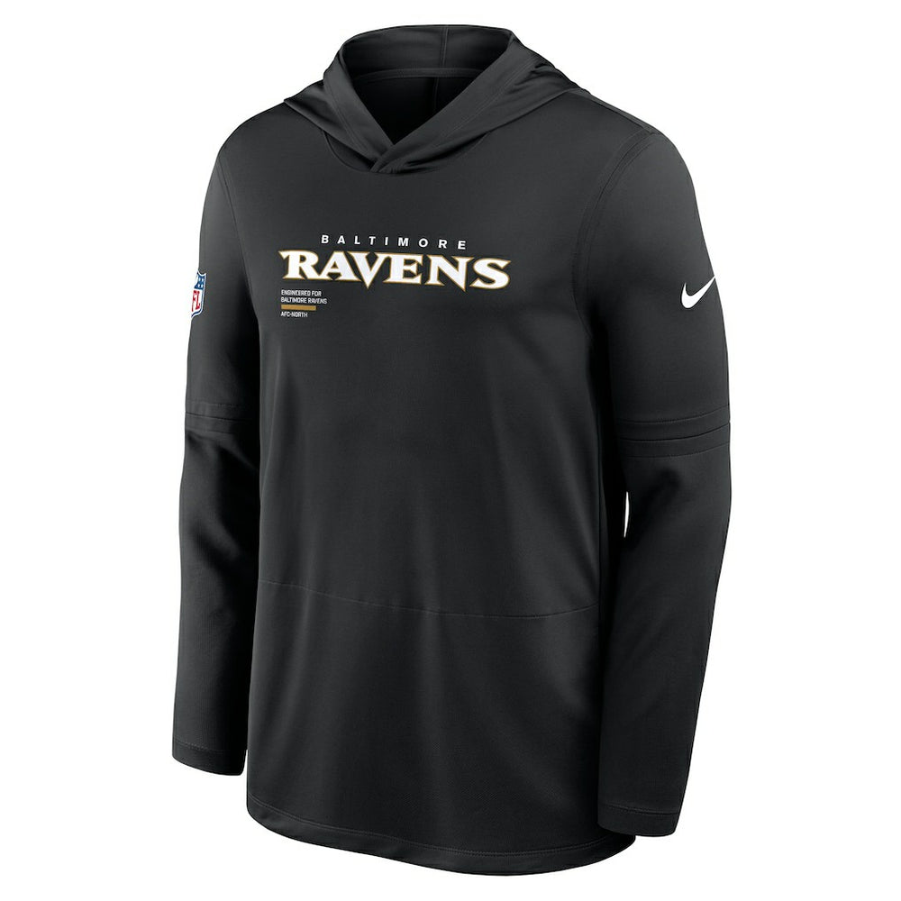 Baltimore Ravens Sideline Pure Fury Performance Long Sleeve Hoodie T-Shirt | NFL Discount