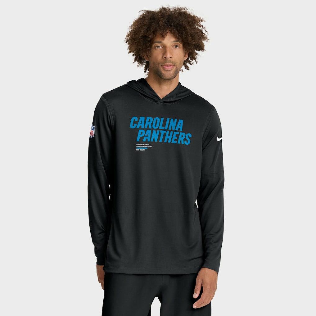Carolina Panthers Sideline Pure Fury Performance Long Sleeve Hoodie T-Shirt | NFL Discount