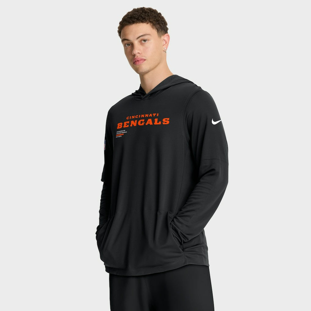 Cincinnati Bengals Sideline Pure Fury Performance Long Sleeve Hoodie T-Shirt | NFL US