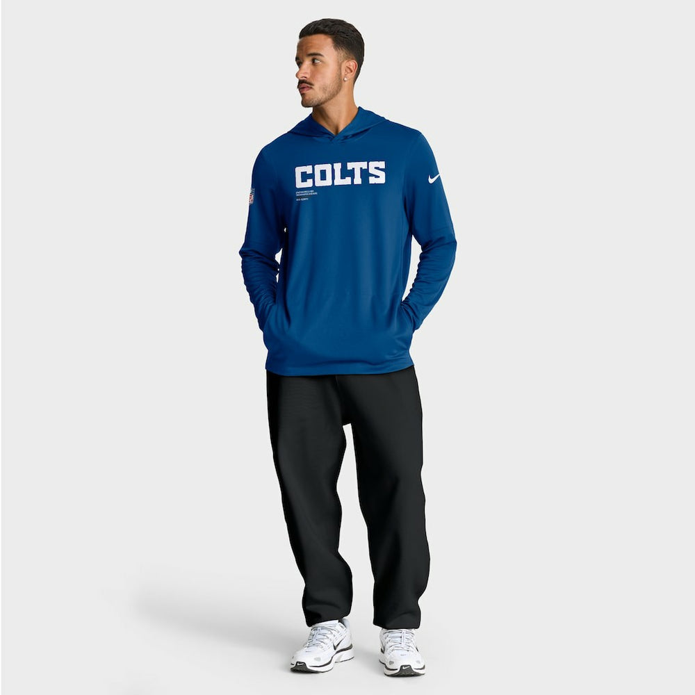Indianapolis Colts Sideline Pure Fury Performance Long Sleeve Hoodie T-Shirt | NFL Hot