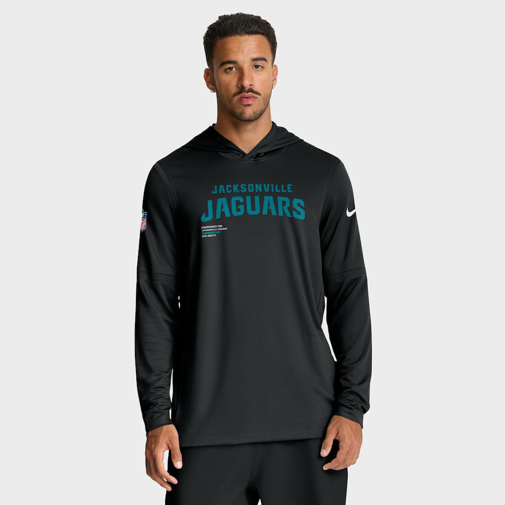 Jacksonville Jaguars Sideline Pure Fury Performance Long Sleeve Hoodie T-Shirt | NFL Outlet