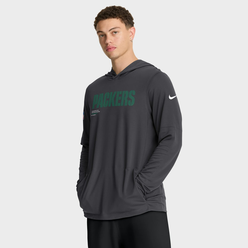 Green Bay Packers Sideline Pure Fury Performance Long Sleeve Hoodie T-Shirt | NFL On sale