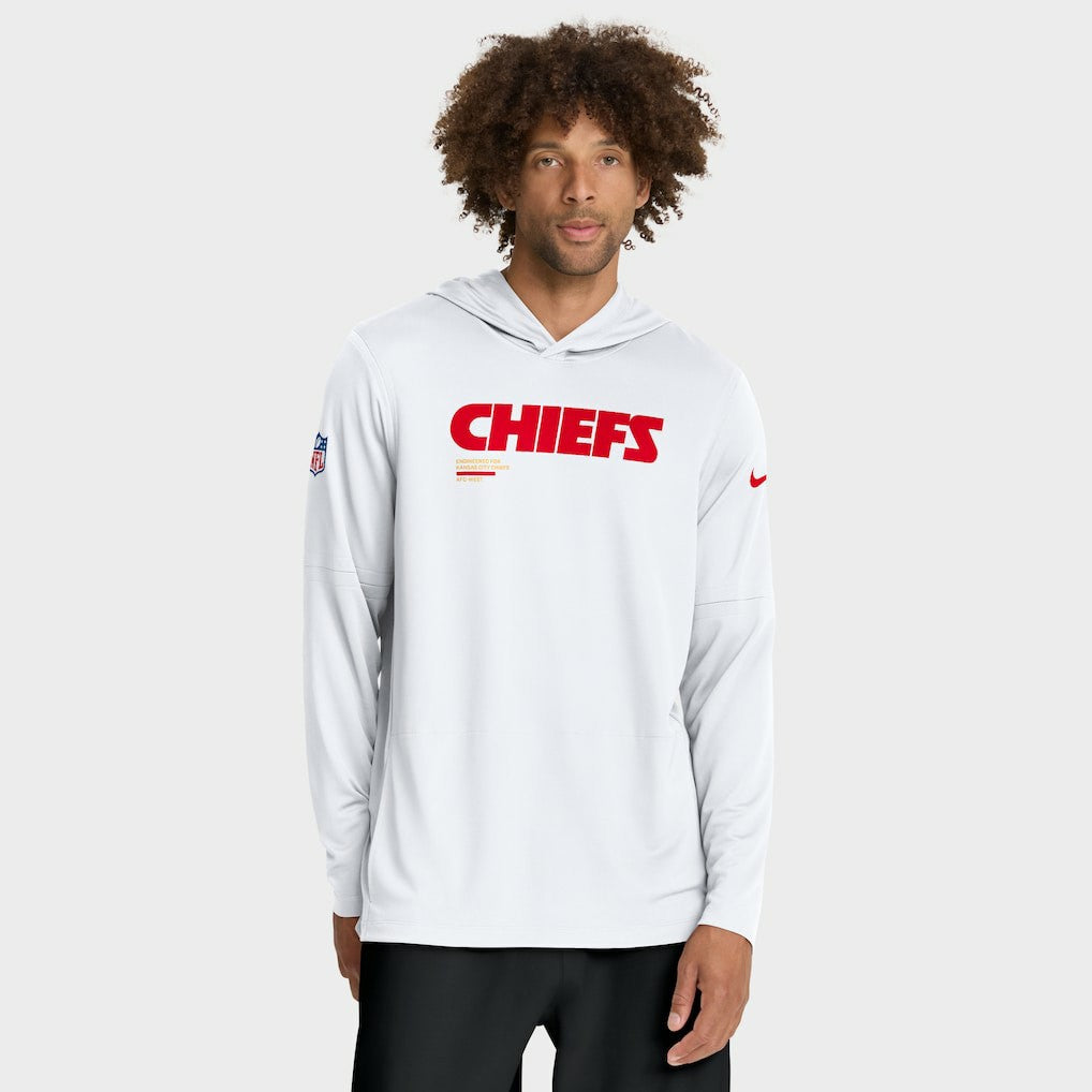 Kansas City Chiefs Sideline Pure Fury Performance Long Sleeve Hoodie T-Shirt | NFL New