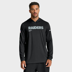 Las Vegas Raiders Sideline Pure Fury Performance Long Sleeve Hoodie T-Shirt | NFL Sale