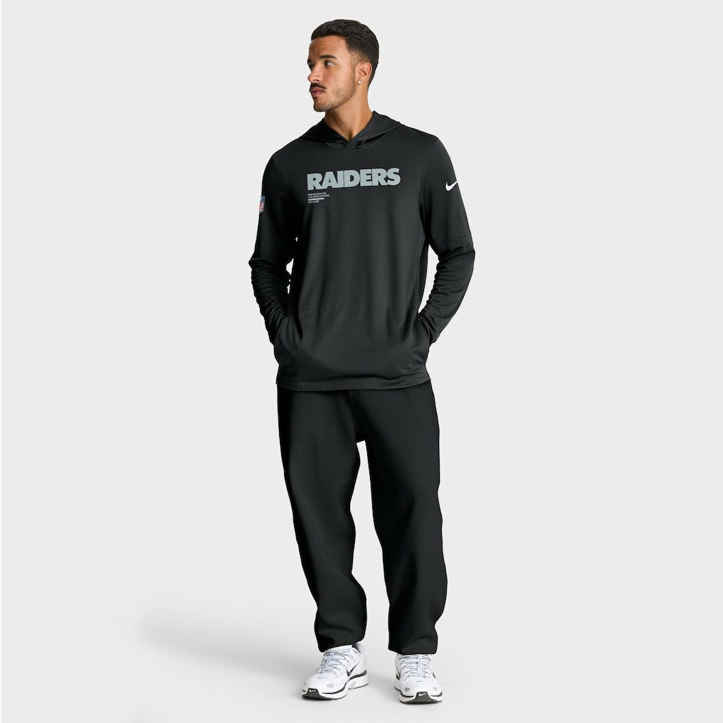 Las Vegas Raiders Sideline Pure Fury Performance Long Sleeve Hoodie T-Shirt | NFL Sale