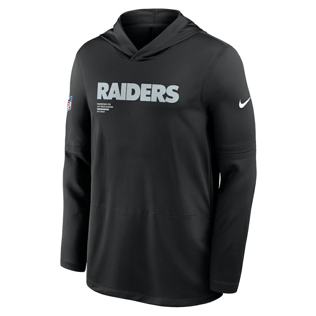 Las Vegas Raiders Sideline Pure Fury Performance Long Sleeve Hoodie T-Shirt | NFL Sale