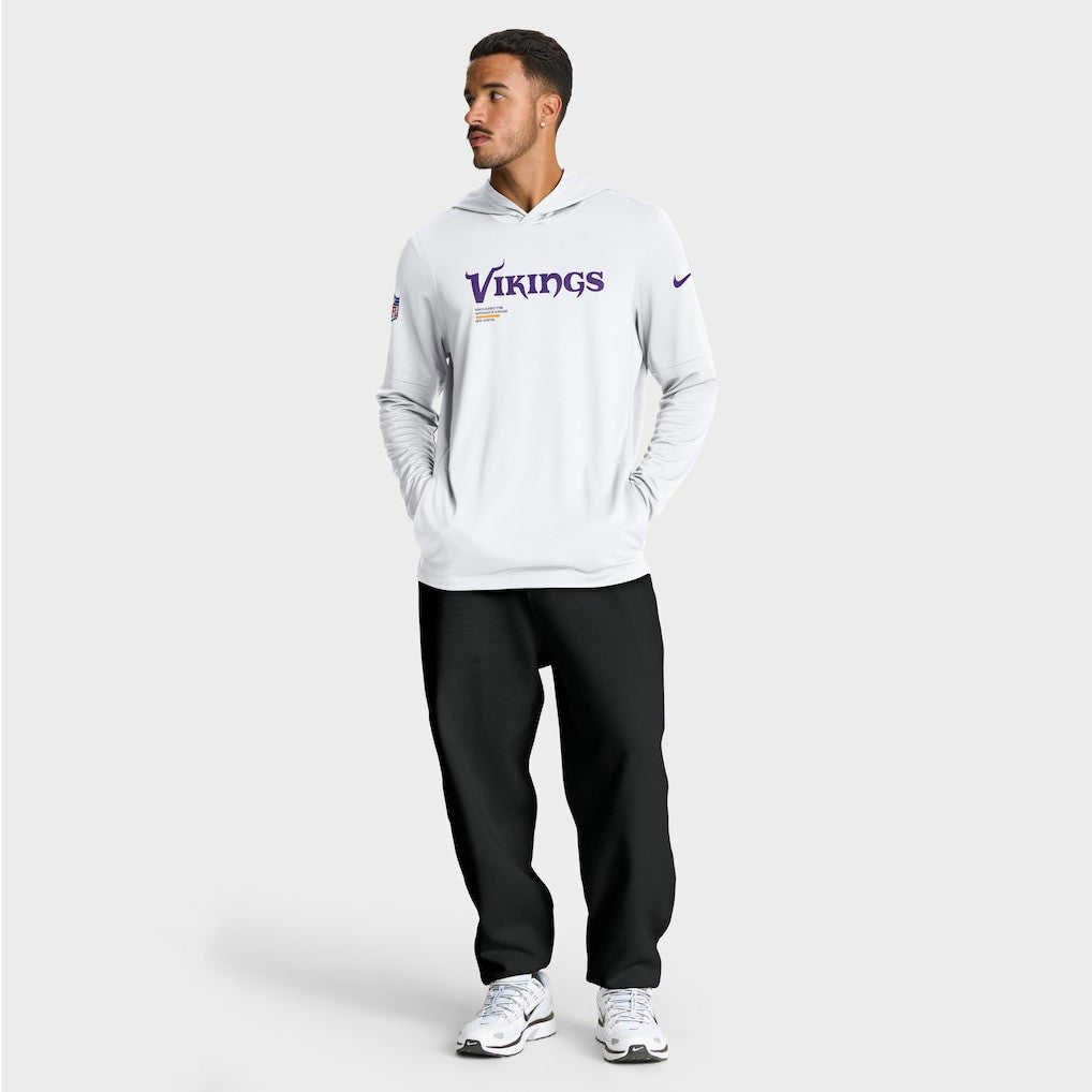 Minnesota Vikings Sideline Pure Fury Performance Long Sleeve Hoodie T-Shirt | NFL Hot