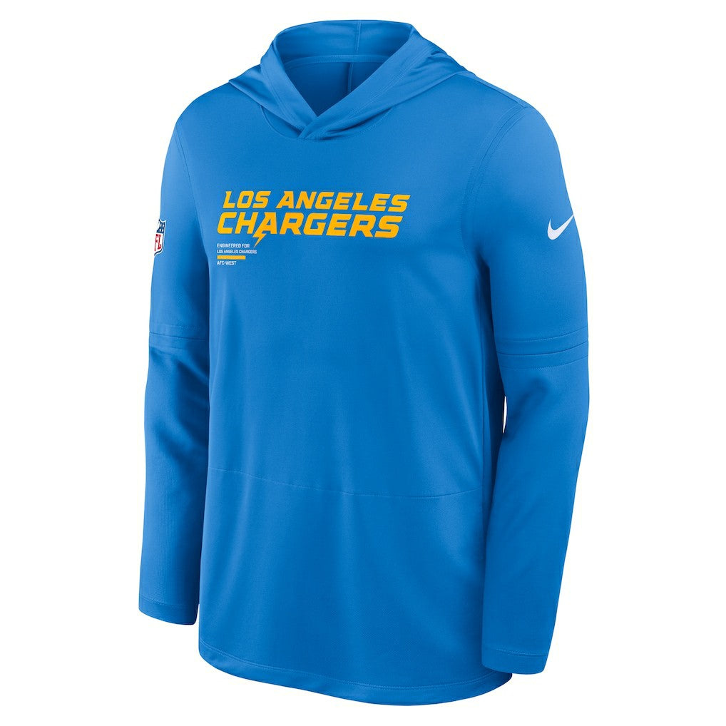 Los Angeles Chargers Sideline Pure Fury Performance Long Sleeve Hoodie T-Shirt | NFL New