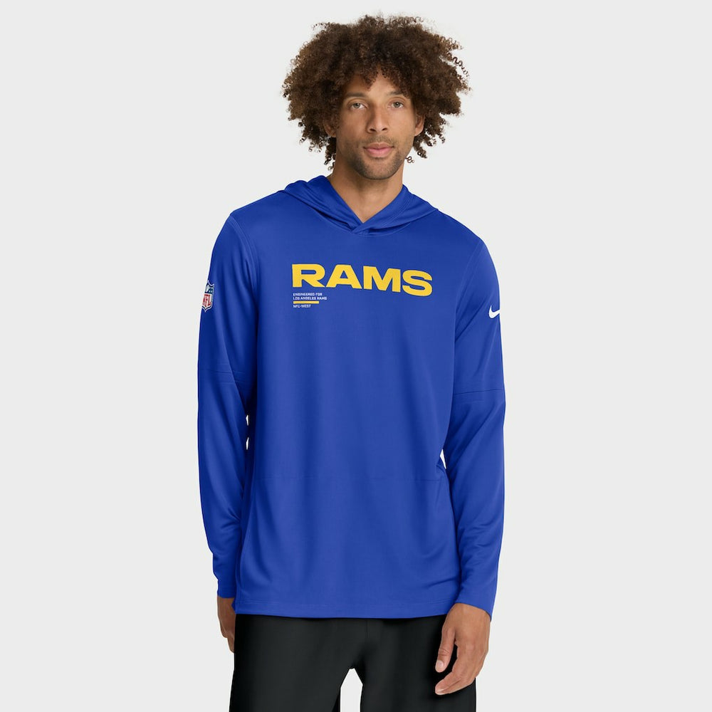 Los Angeles Rams Sideline Pure Fury Performance Long Sleeve Hoodie T-Shirt | NFL New