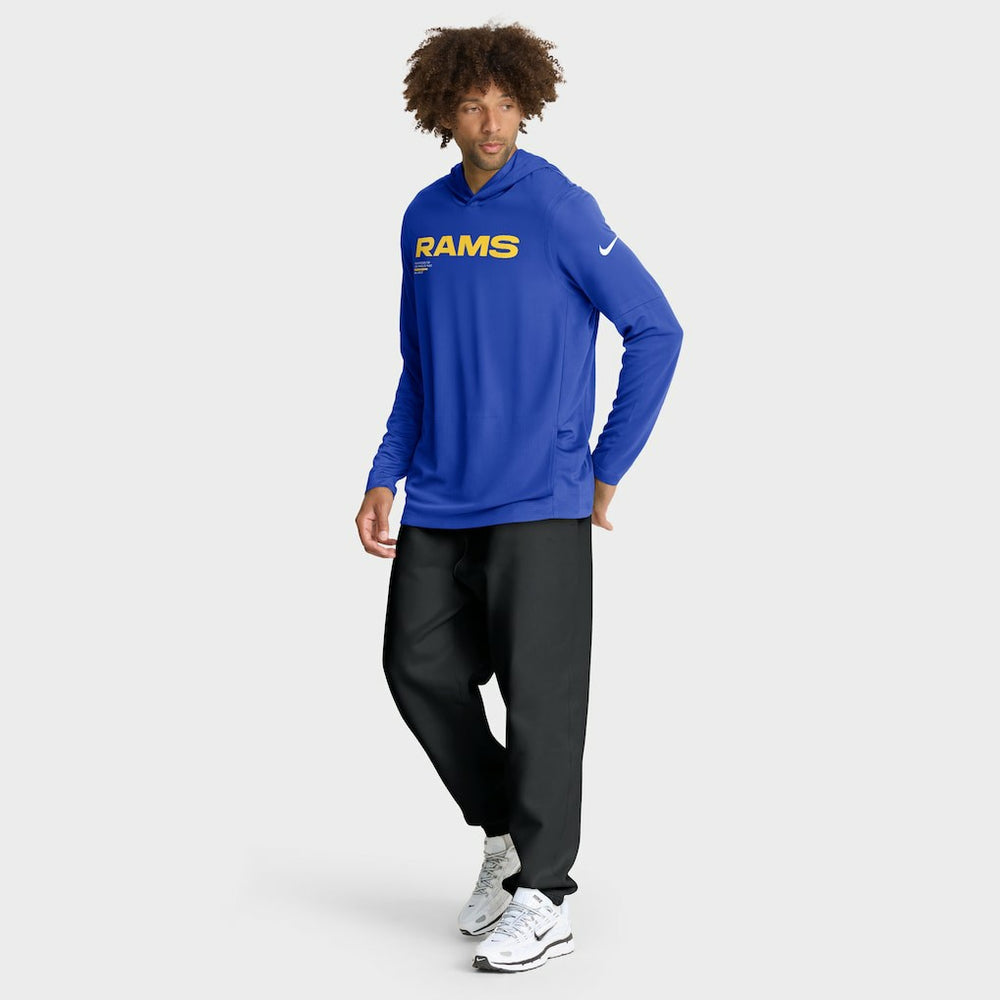 Los Angeles Rams Sideline Pure Fury Performance Long Sleeve Hoodie T-Shirt | NFL New