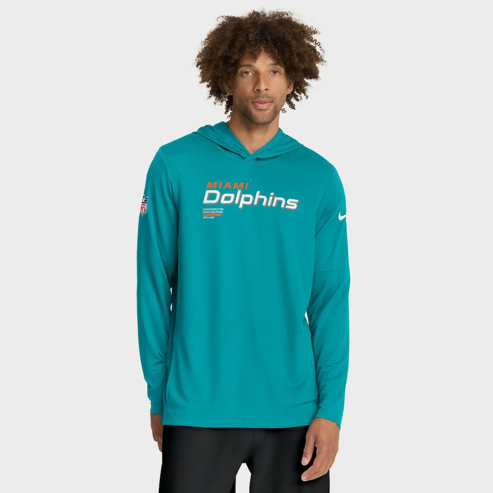 Miami Dolphins Sideline Pure Fury Performance Long Sleeve Hoodie T-Shirt | NFL On sale