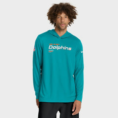 Miami Dolphins Sideline Pure Fury Performance Long Sleeve Hoodie T-Shirt | NFL On sale