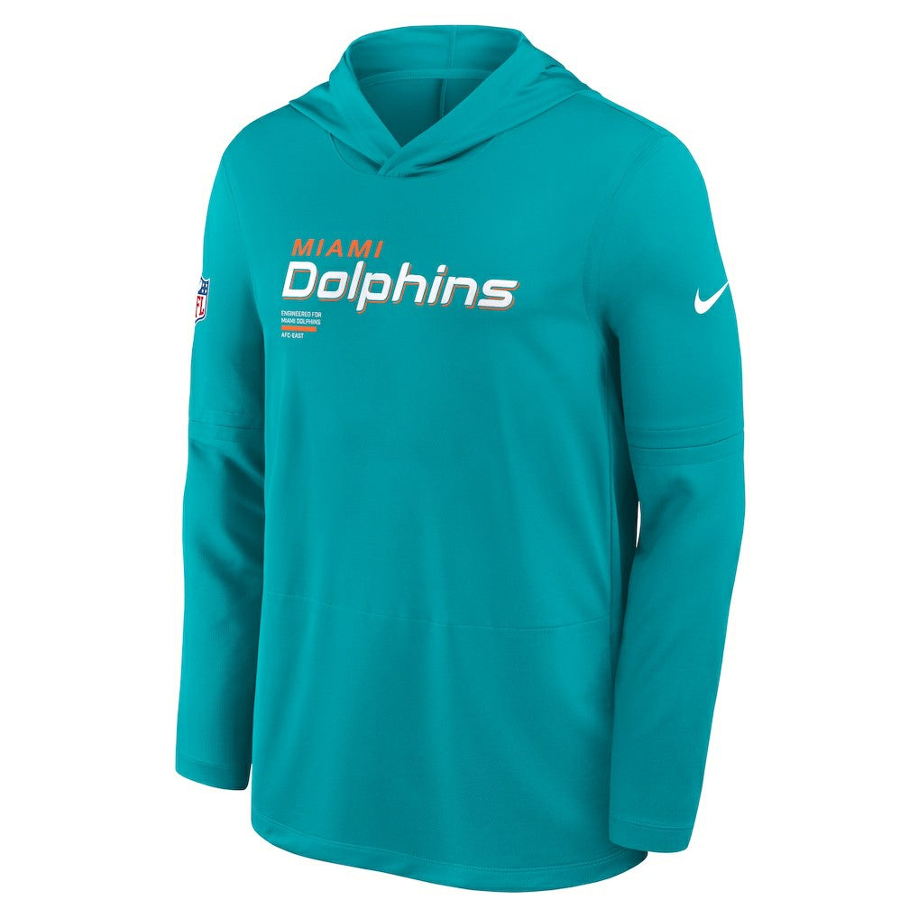 Miami Dolphins Sideline Pure Fury Performance Long Sleeve Hoodie T-Shirt | NFL On sale