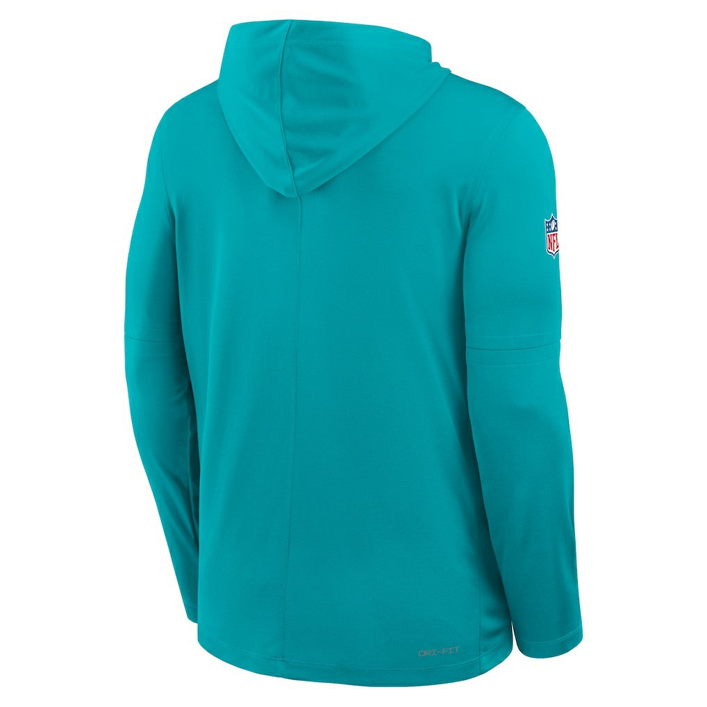 Miami Dolphins Sideline Pure Fury Performance Long Sleeve Hoodie T-Shirt | NFL On sale