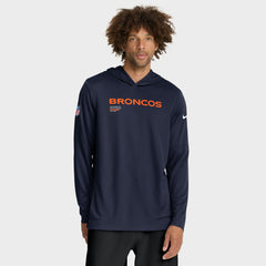 Denver Broncos Sideline Pure Fury Performance Long Sleeve Hoodie T-Shirt | NFL US