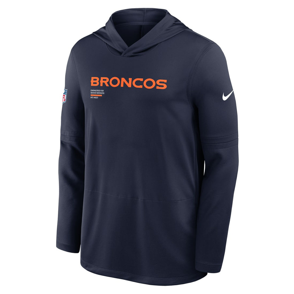 Denver Broncos Sideline Pure Fury Performance Long Sleeve Hoodie T-Shirt | NFL US
