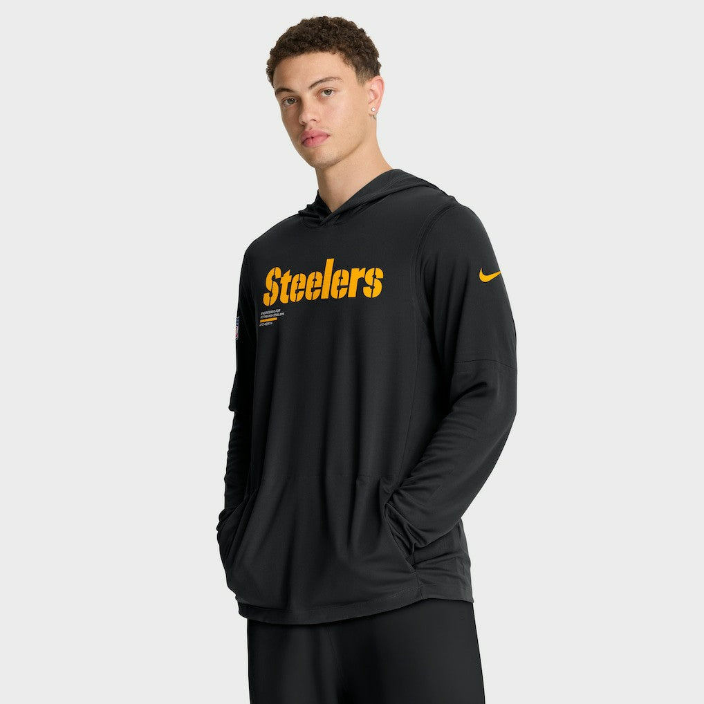 Pittsburgh Steelers Sideline Pure Fury Performance Long Sleeve Hoodie T-Shirt | NFL New